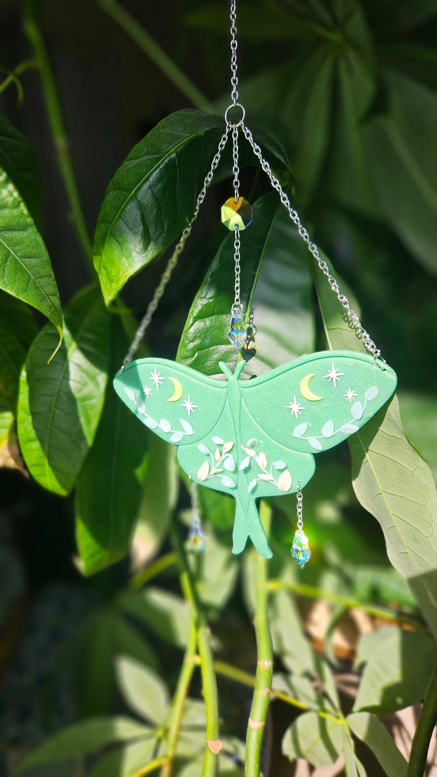 Whimsical Luna Moth Suncatcher - OOAK
