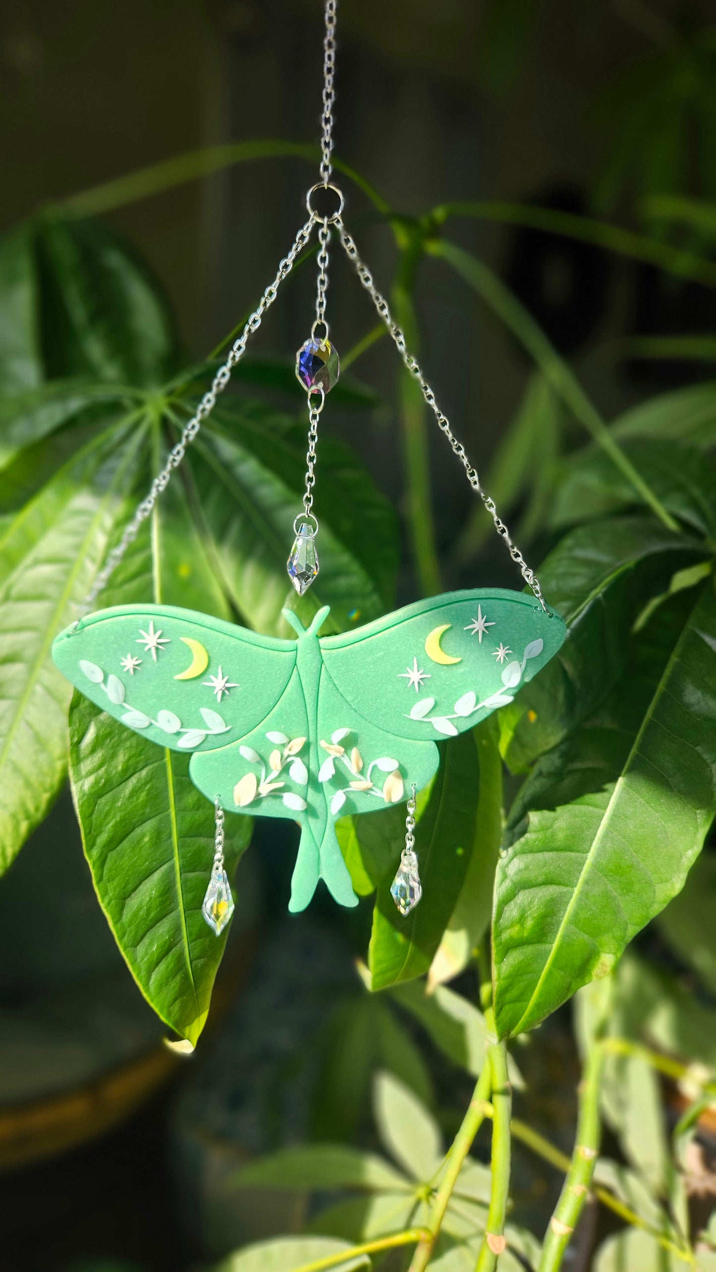 Whimsical Luna Moth Suncatcher - OOAK