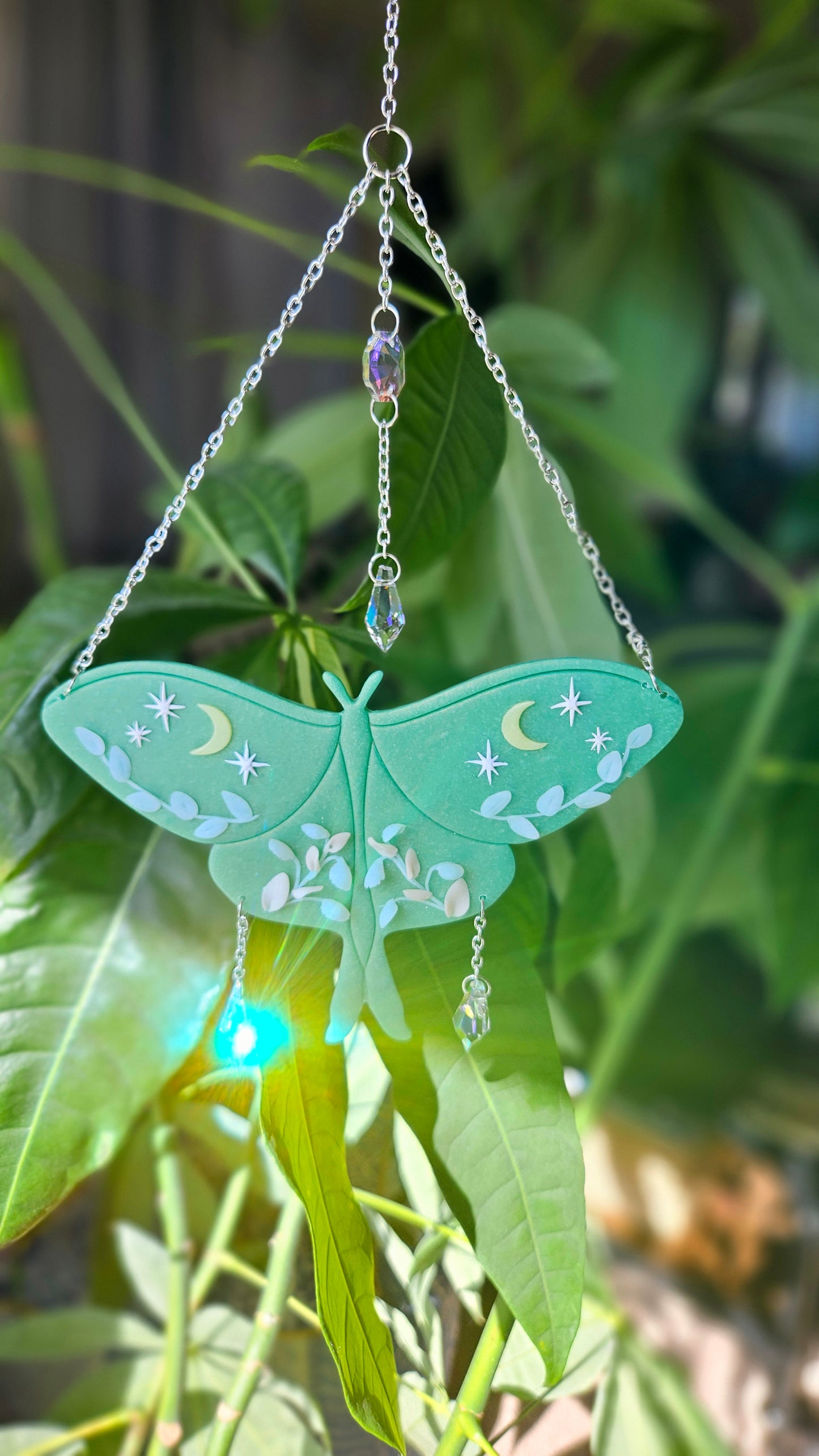 Whimsical Luna Moth Suncatcher - OOAK