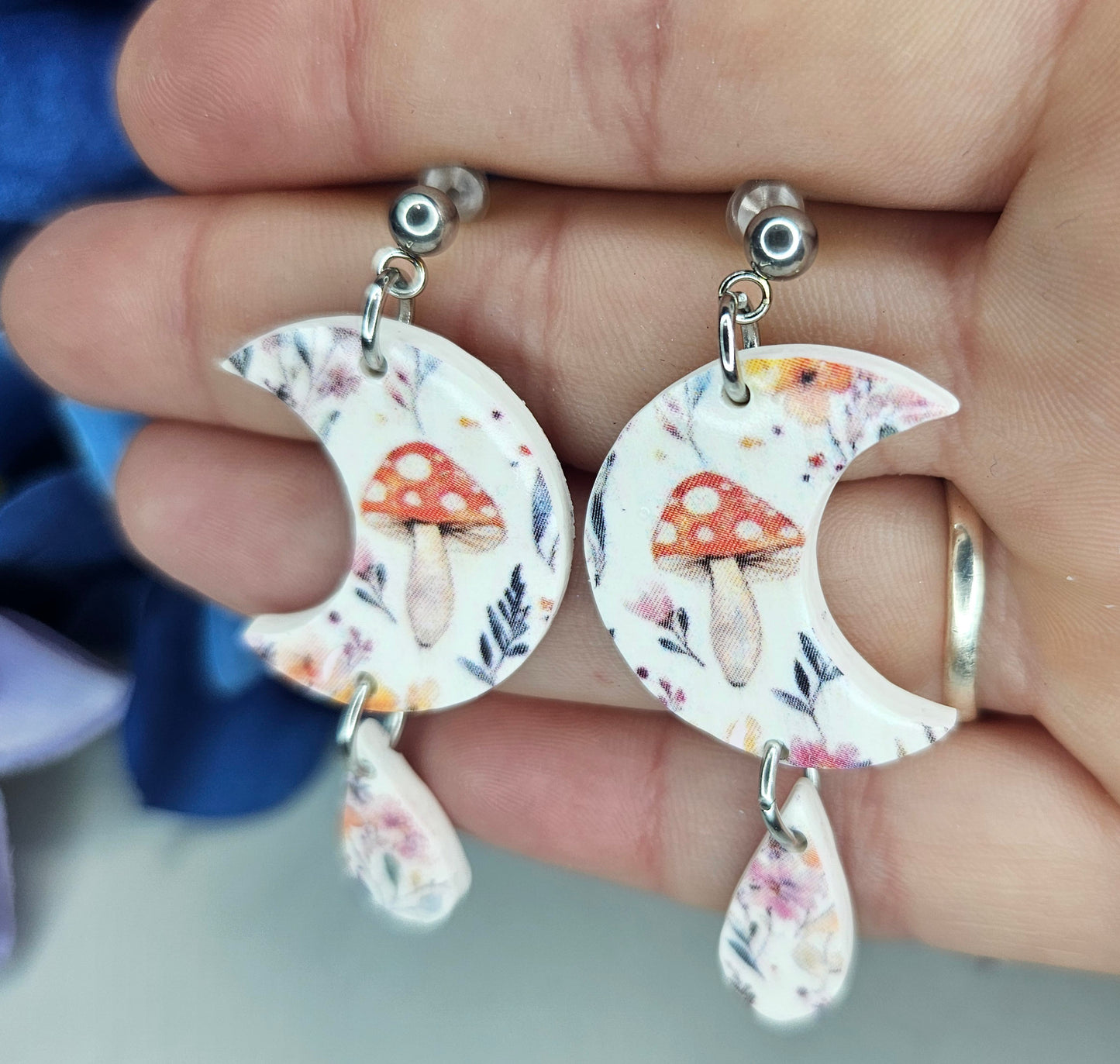 Mushroom Moons | Cottagecore Lunar Forest Dangles