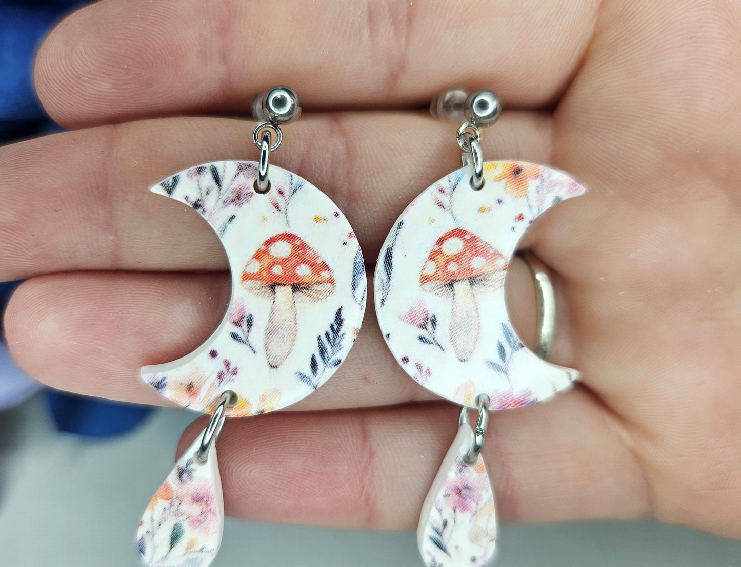Mushroom Moons | Cottagecore Lunar Forest Dangles