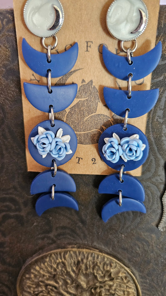 Floral Moon Phase Earrings|***LIMITED RELEASE***