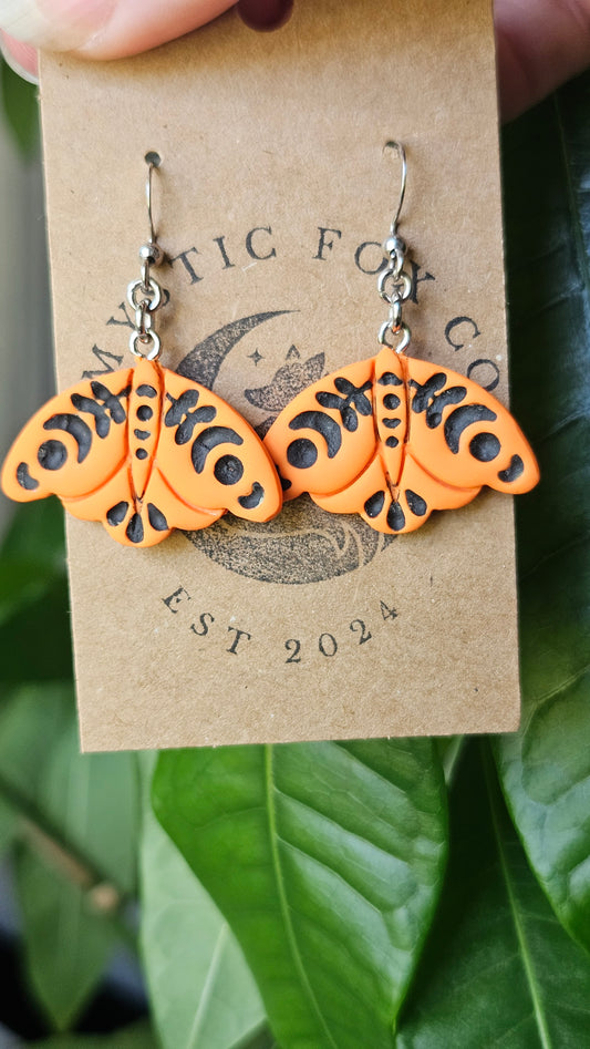 Halloween moth earrings